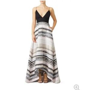 Badgley Mischka Neutral Stripe Gown